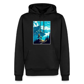 Rigi Suisse Affiche de voyage vintage souvenir - Sweat à capuche Premium bio Homme - noir - Devant - Nico (187cm)