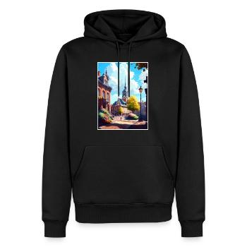 Lund Sweden Vintage Travel Poster WPA Souvenir - Men’s Premium Organic Hoodie - black - Front - Nico (187cm)