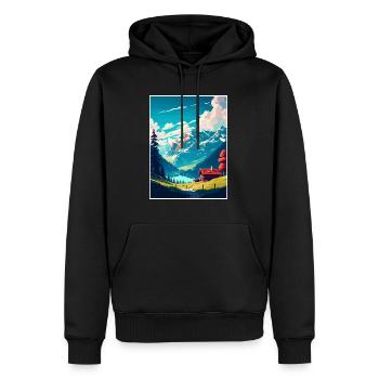 Schrattenfluh Suisse Affiche de voyage vintage - Sweat à capuche Premium bio Homme - noir - Devant - Nico (187cm)