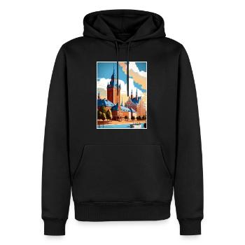 Halmstad Suède Vintage voyage affiche WPA Souvenir - Sweat à capuche Premium bio Homme - noir - Devant - Nico (187cm)