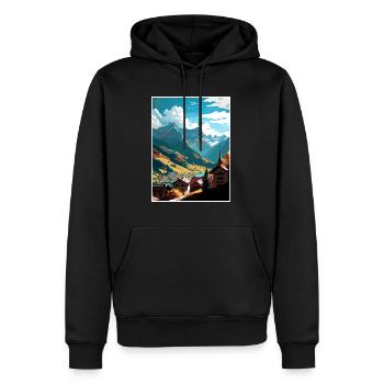 Sion Schweiz Vintage Reiseposter Souvenir - Männer Premium Bio Hoodie - Schwarz - Vorne - Nico (187cm)