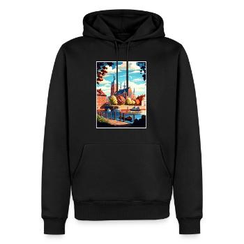 Orebro Suède Vintage voyage affiche WPA Souvenir - Sweat à capuche Premium bio Homme - noir - Devant - Nico (187cm)