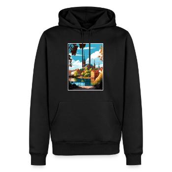 Linköping Suède Vintage voyage affiche Souvenir - Sweat à capuche Premium bio Homme - noir - Devant - Nico (187cm)