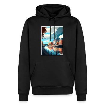 Karlstad Schweden Vintage Reiseposter WPA Souvenir - Männer Premium Bio Hoodie - Schwarz - Vorne - Nico (187cm)