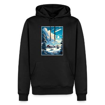 Kiruna Suède Vintage voyage affiche WPA Souvenir - Sweat à capuche Premium bio Homme - noir - Devant - Nico (187cm)