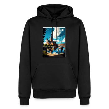 Helsingborg Suède Vintage voyage affiche Souvenir - Sweat à capuche Premium bio Homme - noir - Devant - Nico (187cm)