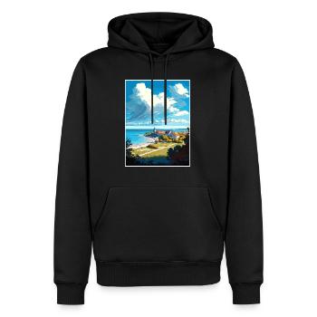 Gotland Suède Vintage voyage affiche WPA Souvenir - Sweat à capuche Premium bio Homme - noir - Devant - Nico (187cm)