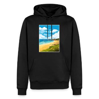 Porthgwidden Beach Cornwall Affiche de voyage Vintage - Sweat à capuche Premium bio Homme - noir - Devant - Nico (187cm)