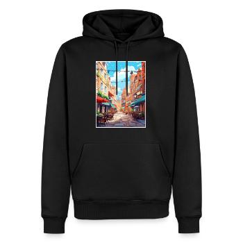 Covent Garden Londres Angleterre Vintage voyage affiche - Sweat à capuche Premium bio Homme - noir - Devant - Nico (187cm)