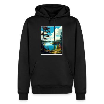 Kielder Water And Forest Park England Souvenir - Men’s Premium Organic Hoodie - black - Front - Nico (187cm)