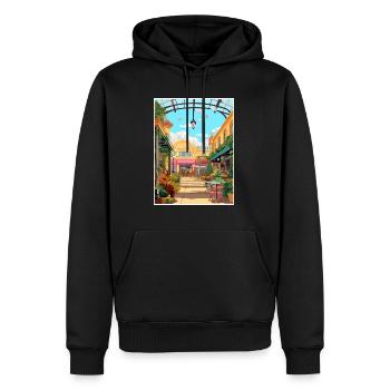 Covent Garden Londres Angleterre Vintage voyage affiche - Sweat à capuche Premium bio Homme - noir - Devant - Nico (187cm)