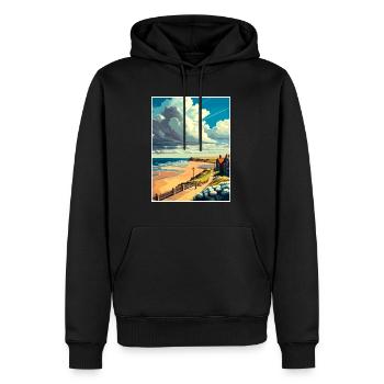 Saltburn au bord de la mer Angleterre Vintage voyage affiche - Sweat à capuche Premium bio Homme - noir - Devant - Nico (187cm)