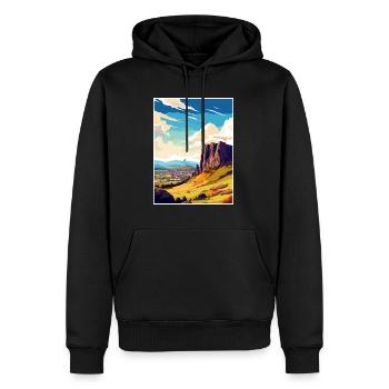 Salisbury Crags Edinburgh Schottland Reiseposter - Männer Premium Bio Hoodie - Schwarz - Vorne - Nico (187cm)