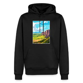 Salisbury Crags Edinburgh Schottland Reiseposter - Männer Premium Bio Hoodie - Schwarz - Vorne - Nico (187cm)