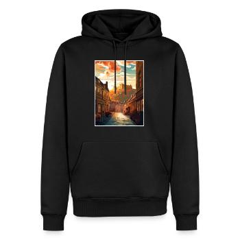Edinburghscape Europäisches Schottland Reiseposter - Männer Premium Bio Hoodie - Schwarz - Vorne - Nico (187cm)