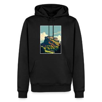 Edinburghscape Europäisches Schottland Reiseposter - Männer Premium Bio Hoodie - Schwarz - Vorne - Nico (187cm)
