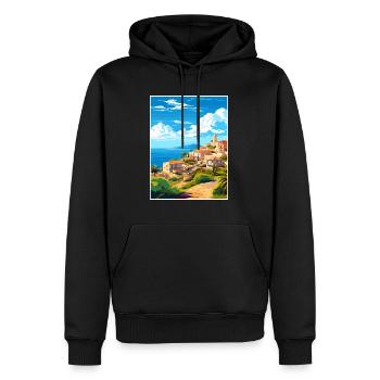 Costa Blanca Spain Vintage Travel Poster Souvenir - Men’s Premium Organic Hoodie - black - Front - Nico (187cm)
