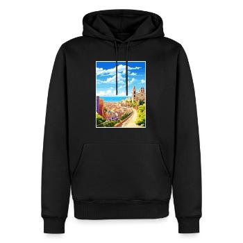 Malaga Espagne Vintage voyage affiche WPA Souvenir - Sweat à capuche Premium bio Homme - noir - Devant - Nico (187cm)
