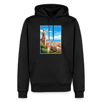 Malaga Espagne Vintage voyage affiche WPA Souvenir - Sweat à capuche Premium bio Homme - noir - Devant - Nico (187cm)