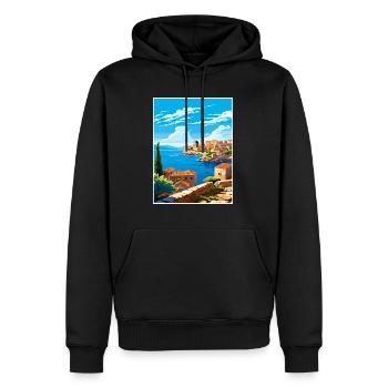 Dubrovnik Croatie Vintage voyage affiche Souvenir - Sweat à capuche Premium bio Homme - noir - Devant - Nico (187cm)