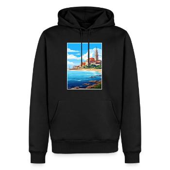 Santander Spanien Vintage Reiseposter WPA Souvenir - Männer Premium Bio Hoodie - Schwarz - Vorne - Nico (187cm)