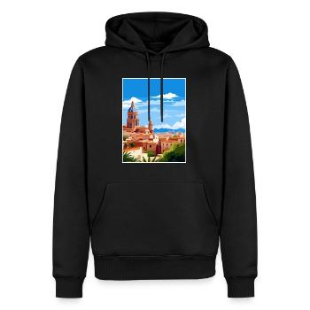 Murica Espagne Vintage voyage affiche WPA Souvenir - Sweat à capuche Premium bio Homme - noir - Devant - Nico (187cm)