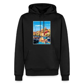 Cagliari Italien Vintage Reiseposter WPA Souvenir - Männer Premium Bio Hoodie - Schwarz - Vorne - Nico (187cm)