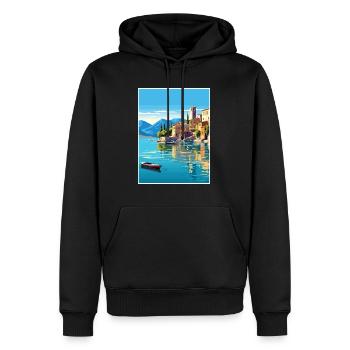 Lac de Garde Décoration Vintage Voyage Affiche WPA - Sweat à capuche Premium bio Homme - noir - Devant - Nico (187cm)