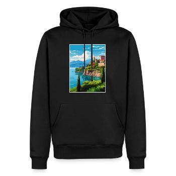 Lac de Garde Décoration Vintage Voyage Affiche WPA - Sweat à capuche Premium bio Homme - noir - Devant - Nico (187cm)