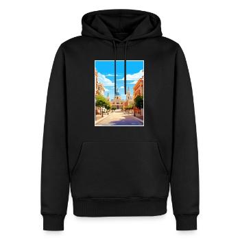 Valencia Spanien Vintage Reiseposter WPA Souvenir - Männer Premium Bio Hoodie - Schwarz - Vorne - Nico (187cm)