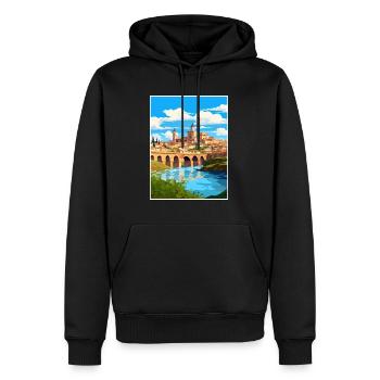 Cordoue Espagne Vintage voyage affiche WPA Souvenir - Sweat à capuche Premium bio Homme - noir - Devant - Nico (187cm)