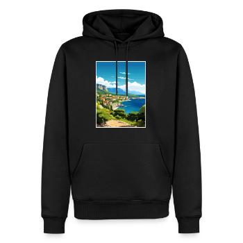 Croatie Vintage voyage affiche WPA Souvenir - Sweat à capuche Premium bio Homme - noir - Devant - Nico (187cm)