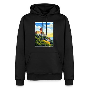 Sintra Portugal Vintage voyage affiche WPA Souvenir - Sweat à capuche Premium bio Homme - noir - Devant - Nico (187cm)
