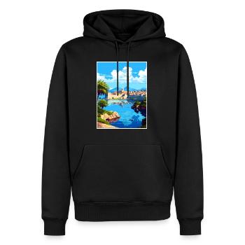 Dubrovnik Kroatien Vintage Reiseposter Souvenir - Männer Premium Bio Hoodie - Schwarz - Vorne - Nico (187cm)