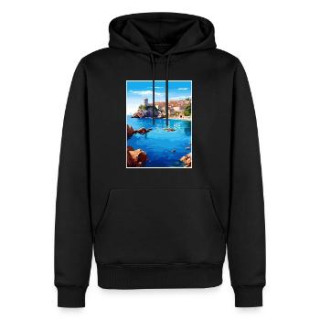 Dubrovnik Croatie Vintage voyage affiche Souvenir - Sweat à capuche Premium bio Homme - noir - Devant - Nico (187cm)