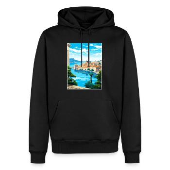 Dubrovnik Kroatien Vintage Reiseposter Souvenir - Männer Premium Bio Hoodie - Schwarz - Vorne - Nico (187cm)