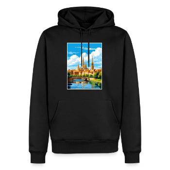 Saragosse Espagne Vintage voyage affiche WPA Souvenir - Sweat à capuche Premium bio Homme - noir - Devant - Nico (187cm)