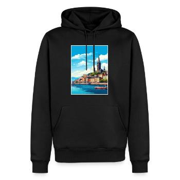 Santiago De Compostela Spanien Vintage Reiseposter - Männer Premium Bio Hoodie - Schwarz - Vorne - Nico (187cm)
