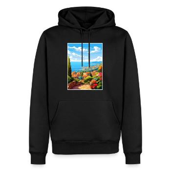 Cote D Azur Frankreich Vintage Reiseposter Souvenir - Männer Premium Bio Hoodie - Schwarz - Vorne - Nico (187cm)