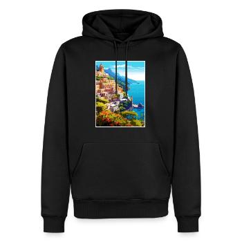 Amalfi Italie Décoration Vintage Voyage Affiche WPA - Sweat à capuche Premium bio Homme - noir - Devant - Nico (187cm)