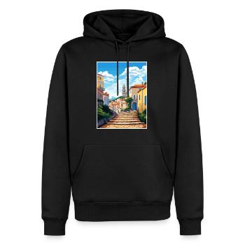 Sintra Portugal Vintage voyage affiche WPA Souvenir - Sweat à capuche Premium bio Homme - noir - Devant - Nico (187cm)