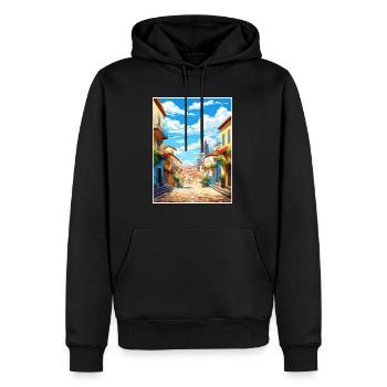 Viseu Portugal Vintage voyage affiche WPA Souvenir - Sweat à capuche Premium bio Homme - noir - Devant - Nico (187cm)