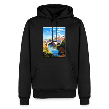 Tomar Portugal Vintage voyage affiche WPA Souvenir - Sweat à capuche Premium bio Homme - noir - Devant - Nico (187cm)