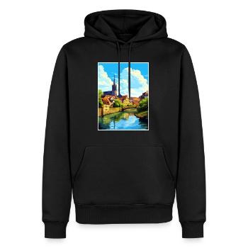 Lunen Decoration Germany Vintage Travel Poster WPA - Men’s Premium Organic Hoodie - black - Front - Nico (187cm)