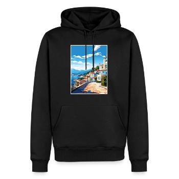 Sesimbra Portugal Vintage voyage affiche Souvenir - Sweat à capuche Premium bio Homme - noir - Devant - Nico (187cm)