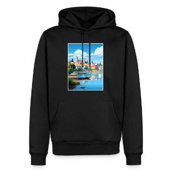 Tomar Portugal Vintage voyage affiche WPA Souvenir - Sweat à capuche Premium bio Homme - noir - Devant - Nico (187cm)
