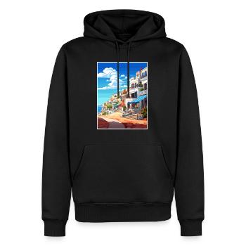 Albufeira Portugal Cascais Affiche de voyage Vintage - Sweat à capuche Premium bio Homme - noir - Devant - Nico (187cm)