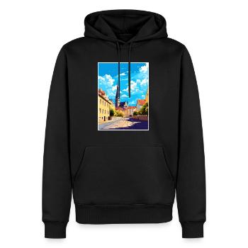 Ratisbonne Allemagne Vintage voyage affiche Souvenir - Sweat à capuche Premium bio Homme - noir - Devant - Nico (187cm)