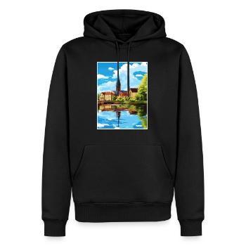 Lunen Decoration Germany Vintage Travel Poster WPA - Men’s Premium Organic Hoodie - black - Front - Nico (187cm)