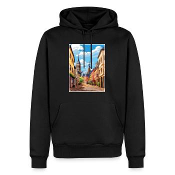 Trier Germany Vintage Travel Poster WPA Souvenir - Men’s Premium Organic Hoodie - black - Front - Nico (187cm)